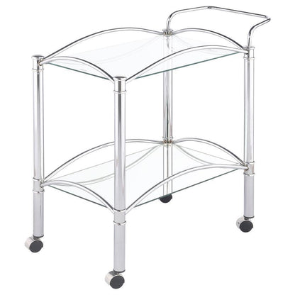 Shadix - 2-Tier Serving Cart With Glass Top - Chrome And Clear