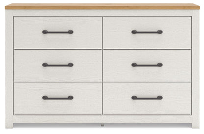 Linnocreek - White / Warm Brown - Six Drawer Dresser