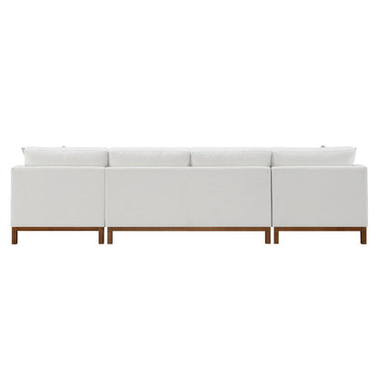Valiant - Sectional Sofa With 4 Pillows - Ivory Chenille