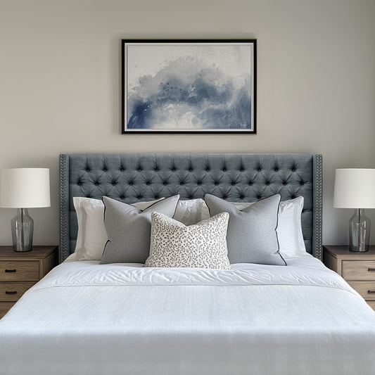 Amelia - King Upholstered Wingback Headboard With Button Tufting & Nailhead Trim Woven - Dark Gray