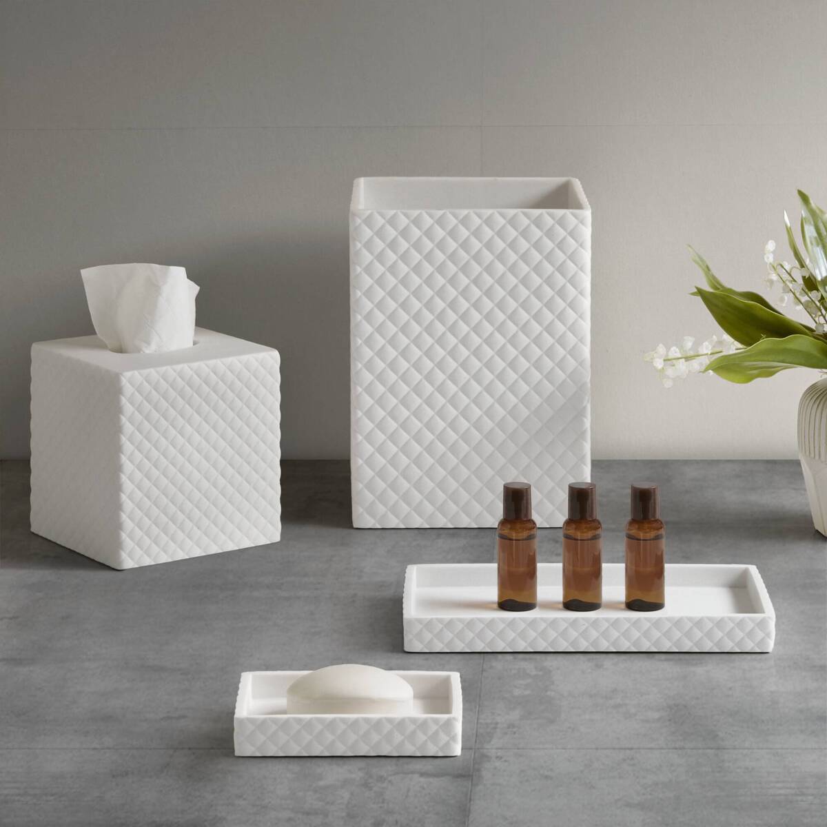 Resin - Bath Accessories Set - White