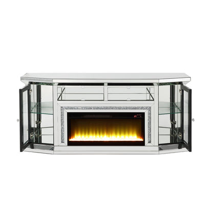 Noralie - 32" TV Stand With Fireplace & LED - Mirrored & Faux Diamonds