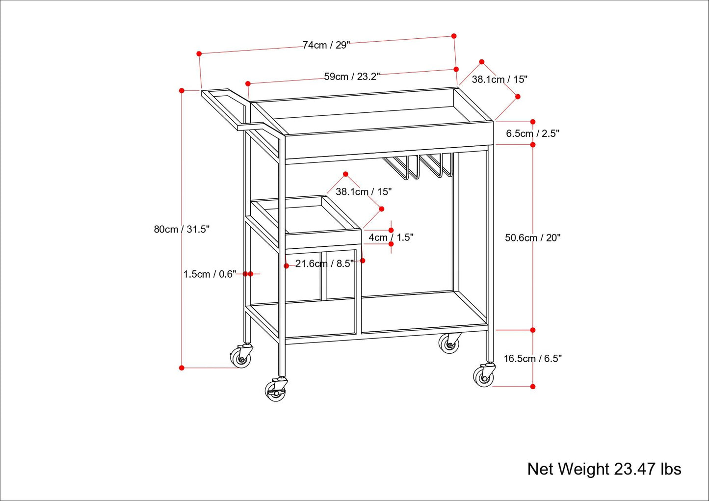 Barnes - 29" Bar Cart - Natural