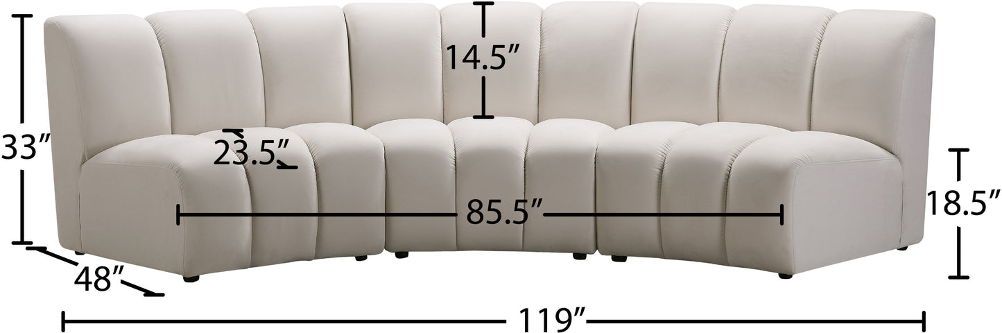 Infinity - 3 Piece Velvet Modular Sectional