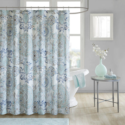 Isla - Printed Shower Curtain - Blue