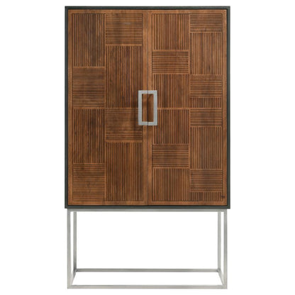 Borman - 2 Door Home Bar Cabinet Wine Storage - Walnut And Black