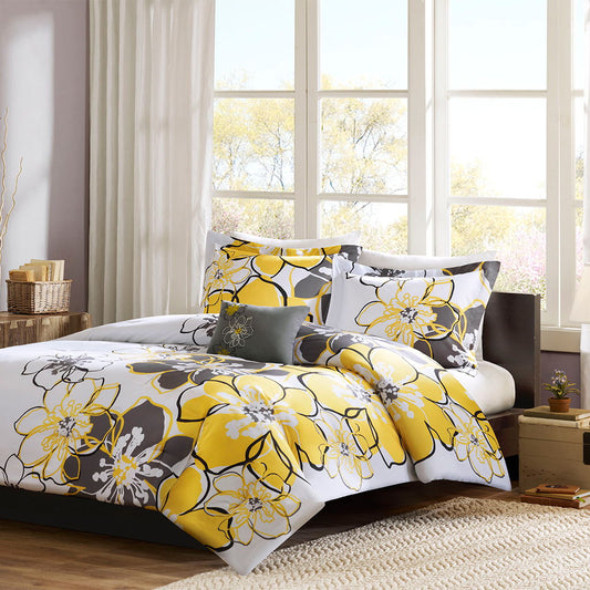 Allison - Floral Comforter Set - Yellow