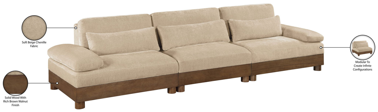 Turin - Chenille Fabric Upholstered Modular Sectional - Beige