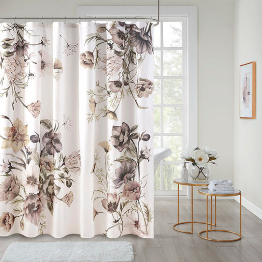 Cassandra - Printed Shower Curtain - Blush