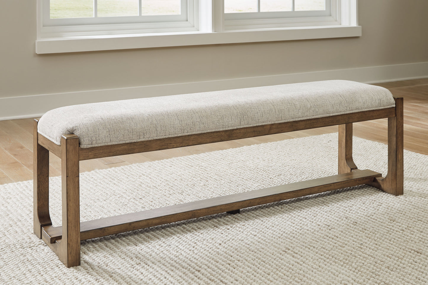 Cabalynn - Large Uph Dining Room Bench - Oatmeal / Light Brown