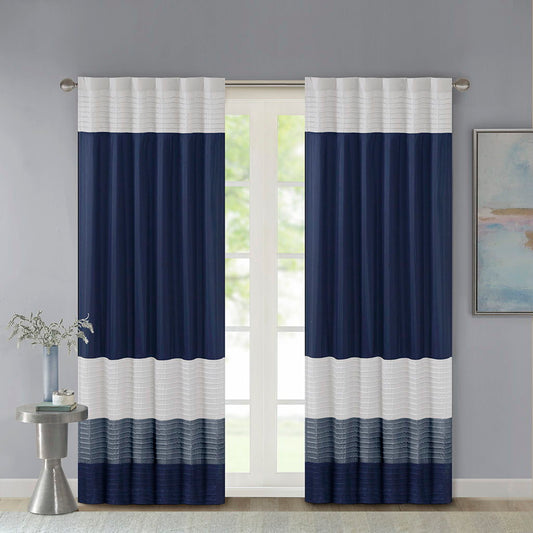 Amherst - 84" Polyoni Pintuck Window Panel - Navy