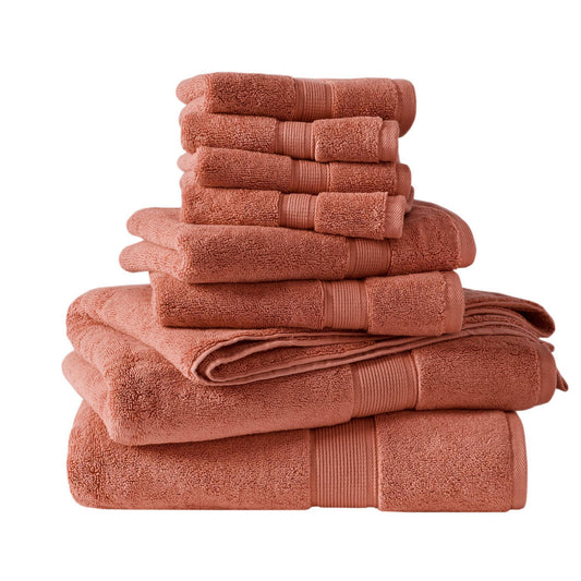 800GSM - 8 Piece Antimicrobial Towel Set - Coral