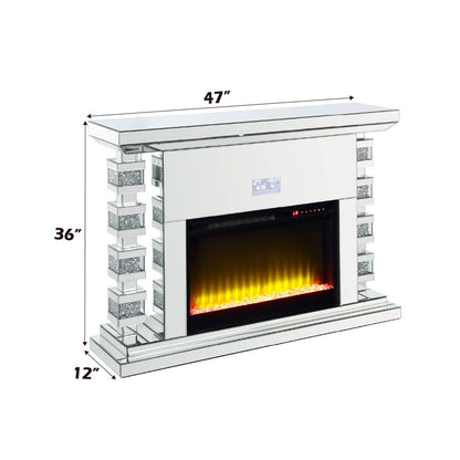 Noralie - 47" Fireplace With Bluetooth - Mirrored & Faux Diamonds