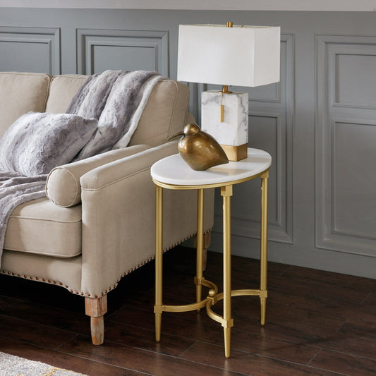 Bordeaux - End Table - White / Gold