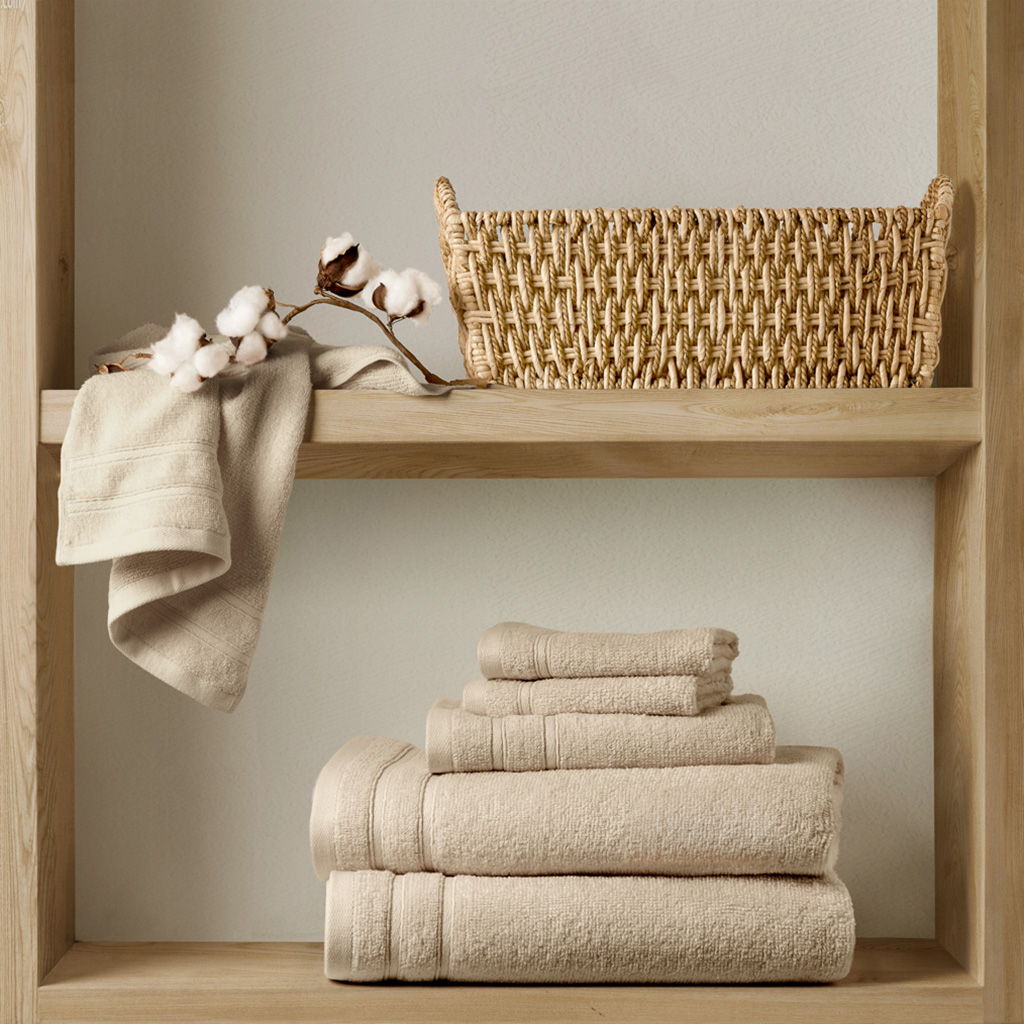 400GSM Essential Bundle Quick Dry 6 Piece Towel Set - Beige