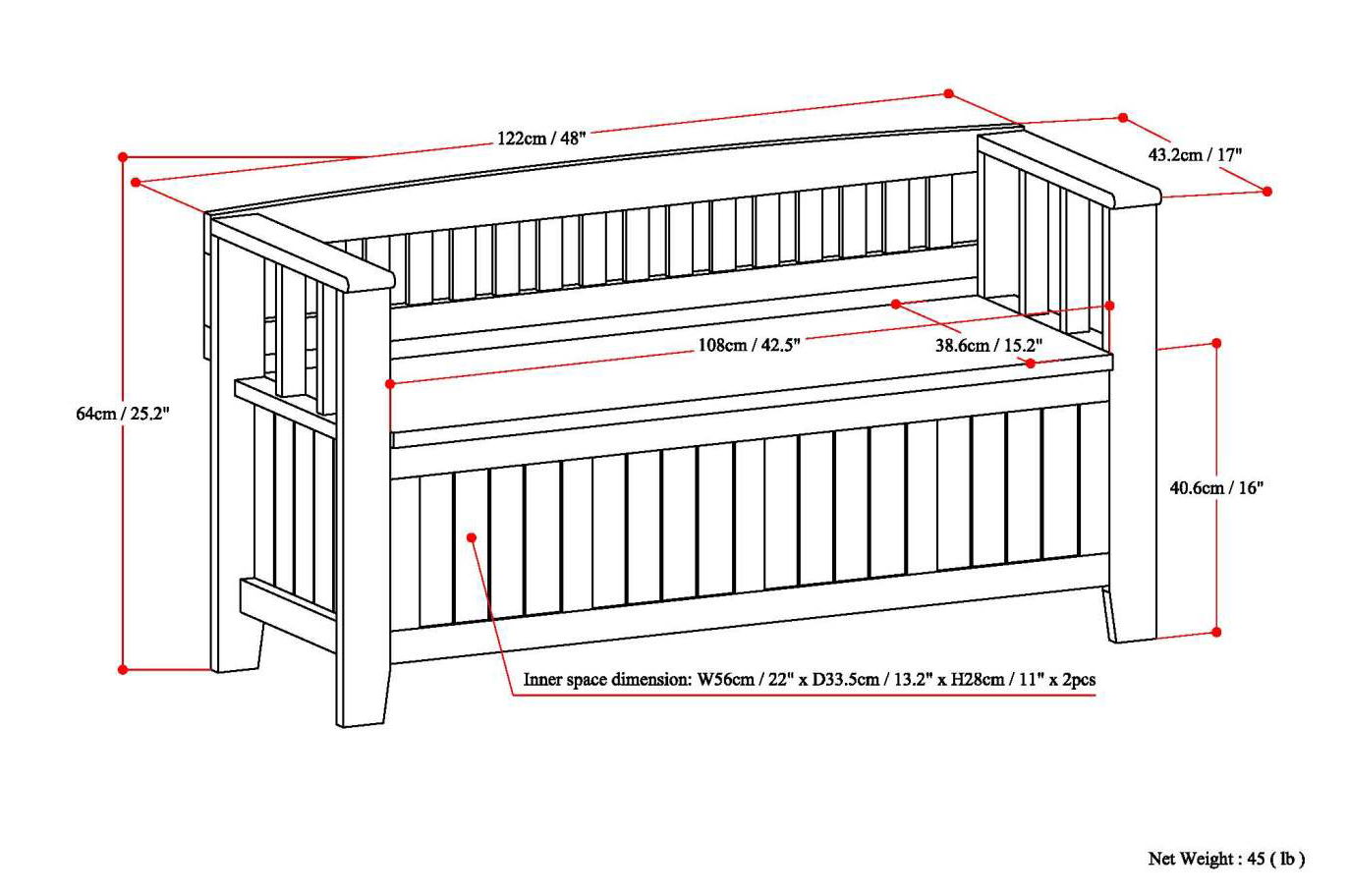 Acadian - Entryway Storage Bench