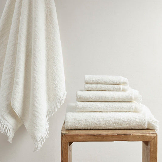 Nova - Dobby Slub 6 Piece Towel Set - Ivory