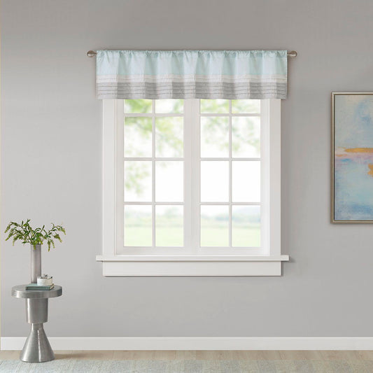 Amherst - Polyoni Pintuck Valance - Aqua