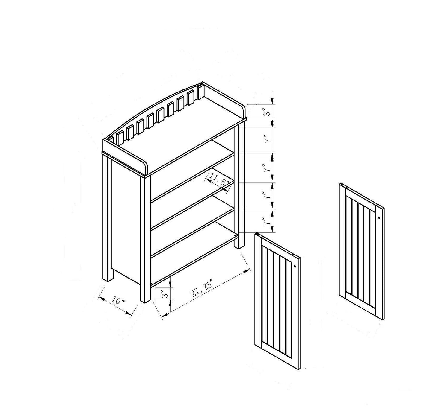 Organizing Two-Door Shoe Cabinet With Four Storage Shelves - Dark Taupe