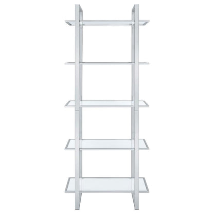 Hartford - 5-Shelf Glass Bookshelf - Chrome