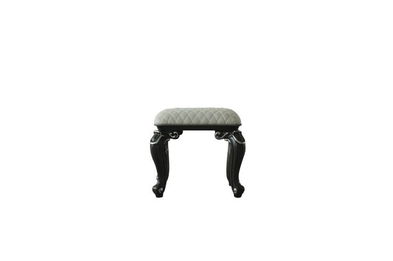 House - Delphine - Stool - Two Tone Ivory Fabric & Charcoal Finish