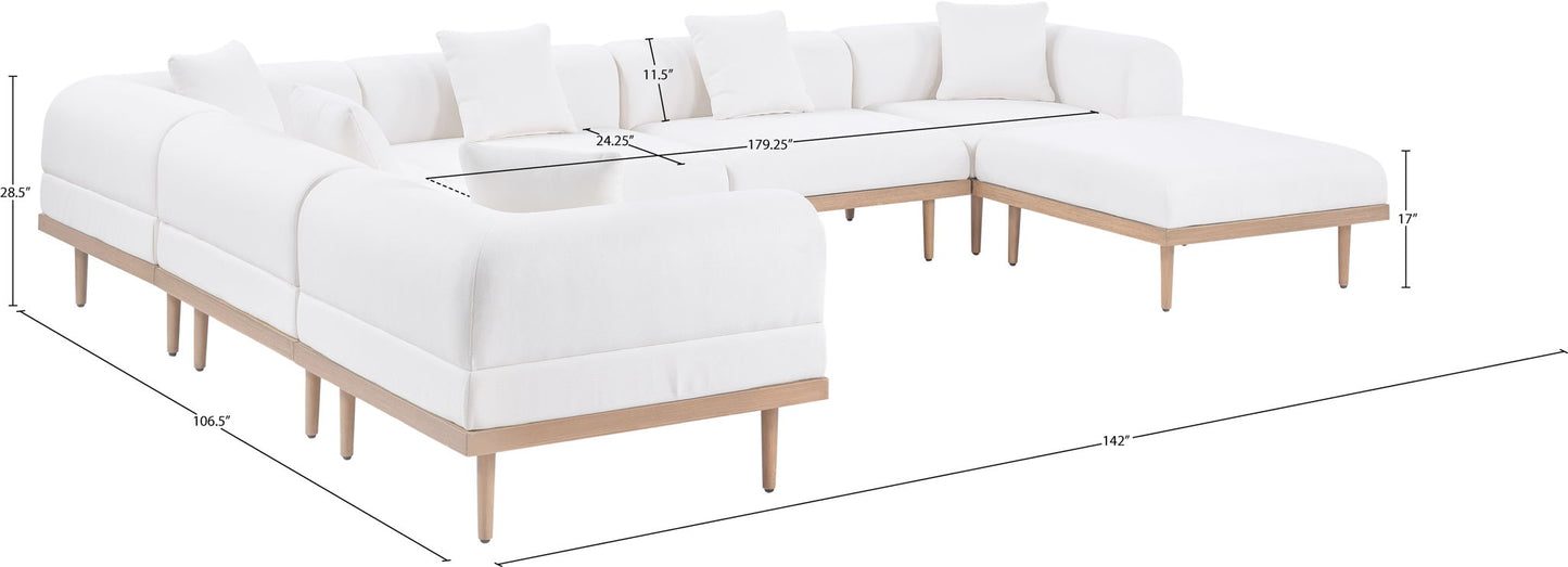 Laguna - 7 Piece Resilient Water Resistant Fabric 142" Upholstered Outdoor Patio Modular Sectional