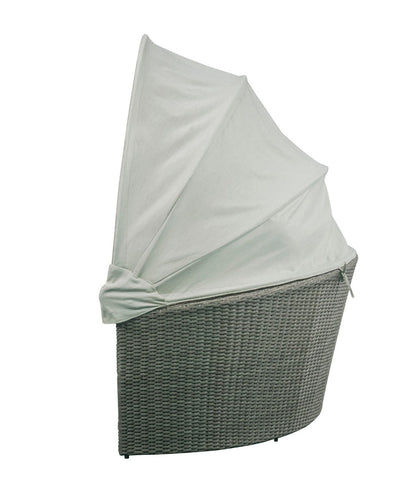 Salena - Patio Canopy Sofa With 4 Pillows & Ottoman - Beige Fabric & Gray Wicker