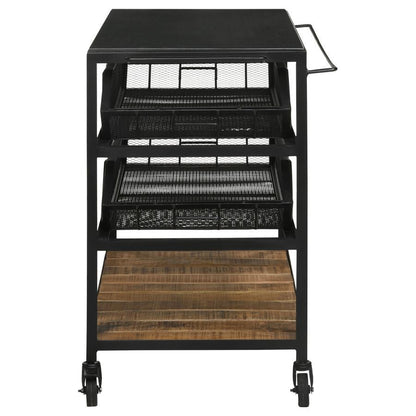 Evander - Accent Storage Cart With Casters - Natural And Black