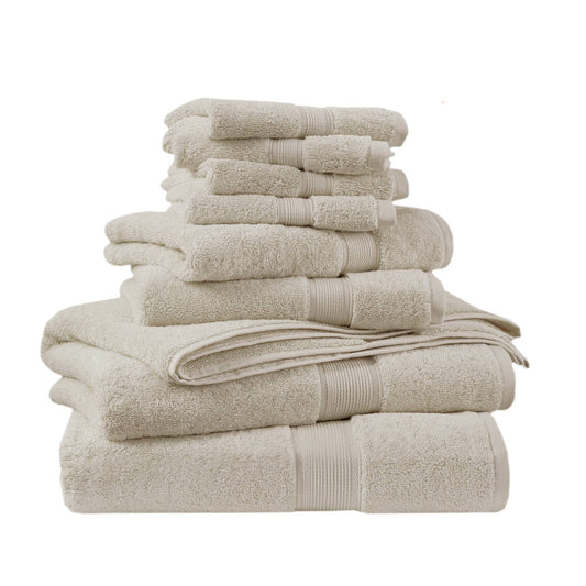 800GSM - 8 Piece Antimicrobial Towel Set - Natural