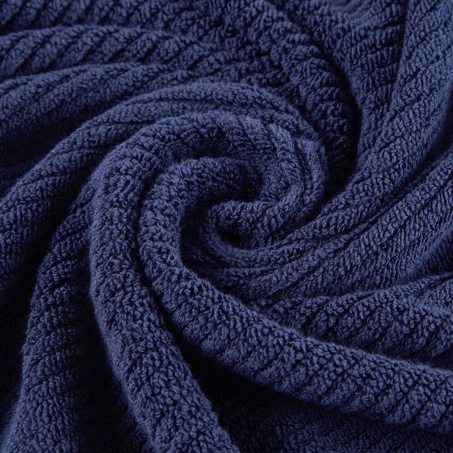 Diagonal Ribbed - 6 Piece Washcloths Set - Navy