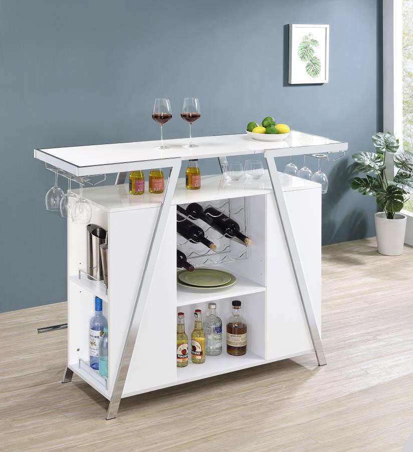 Araceli - Home Bar - White And Chrome