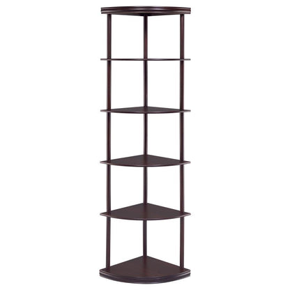 Bonwick - 5-Shelf Corner Bookshelf - Cappuccino