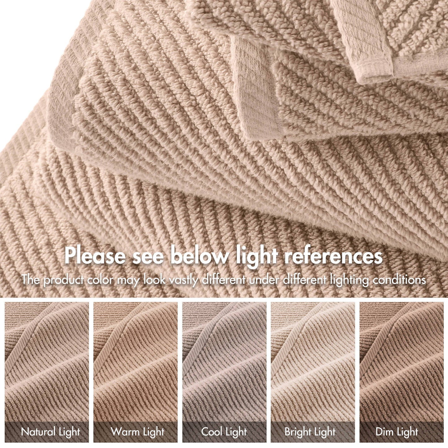 Diagonal Ribbed - 4 Piece Hand Towels Set - Beige