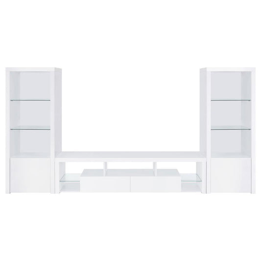 Jude - 3 Piece Entertainment Center With 71" TV Stand - White High Gloss