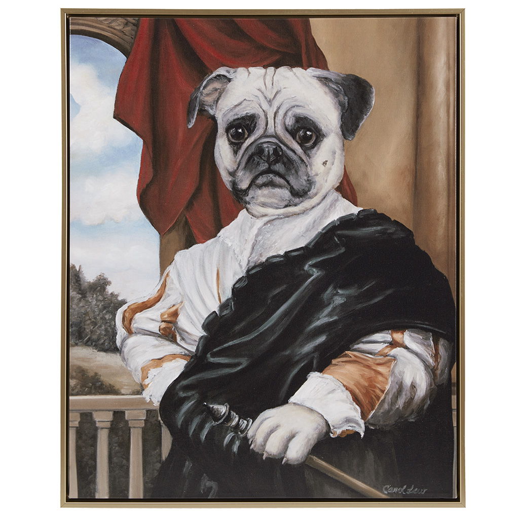 Pet Portrait - Captain's Guard Pug Framed Canvas Wall Art - Multi