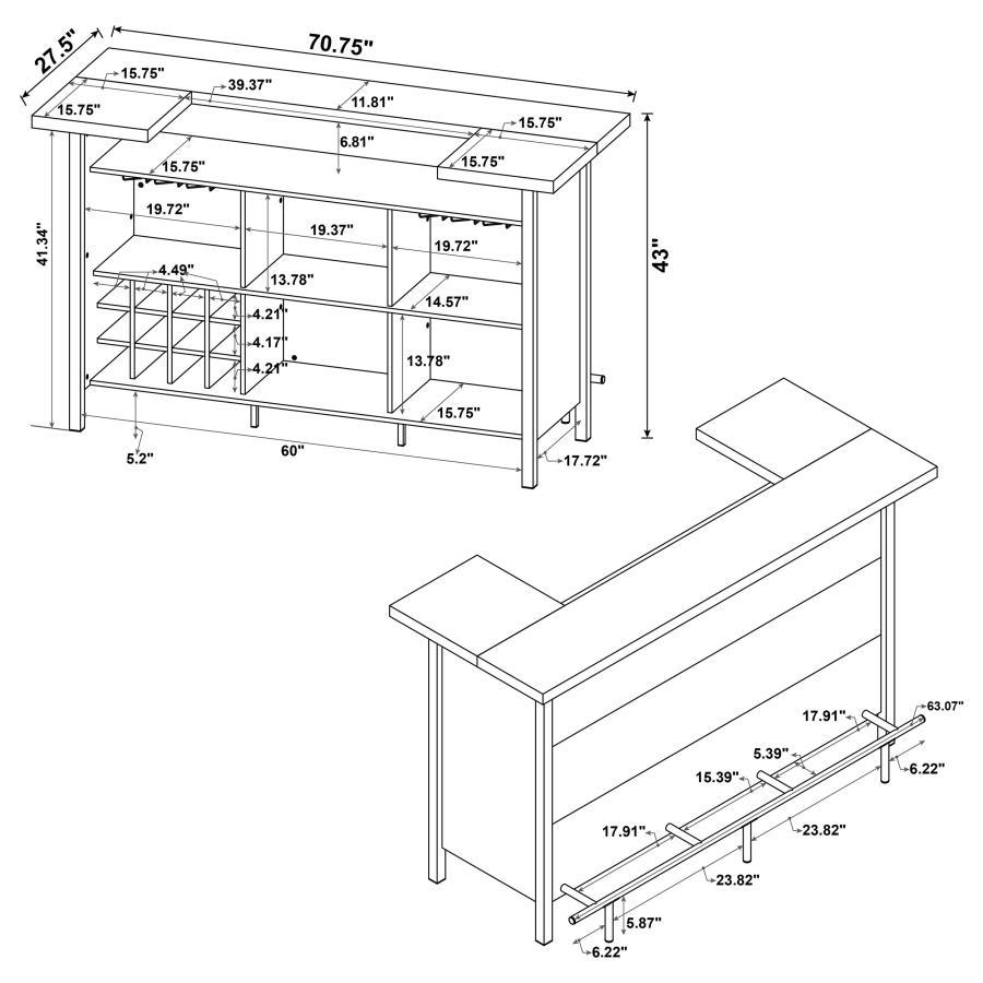 Bellemore - Rectangular Storage Bar Unit - Rustic Oak