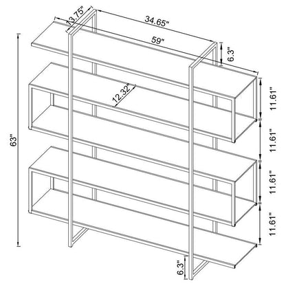 Elmer - 5-Shelf Bookshelf - Clear And Chrome