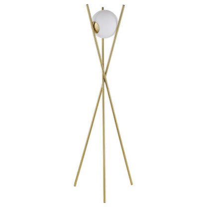 Yamileth - Spherical Bulb Metal Tripod Floor Lamp - Gold