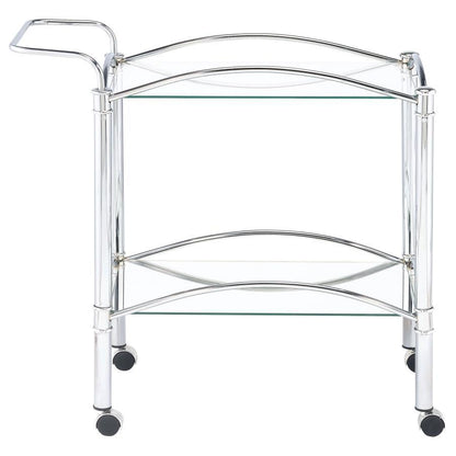 Shadix - 2-Tier Serving Cart With Glass Top - Chrome And Clear