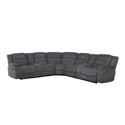 Redondo - Power 3 Piece Ssectional (2 Loveseats & Wedge) - Dark Gray
