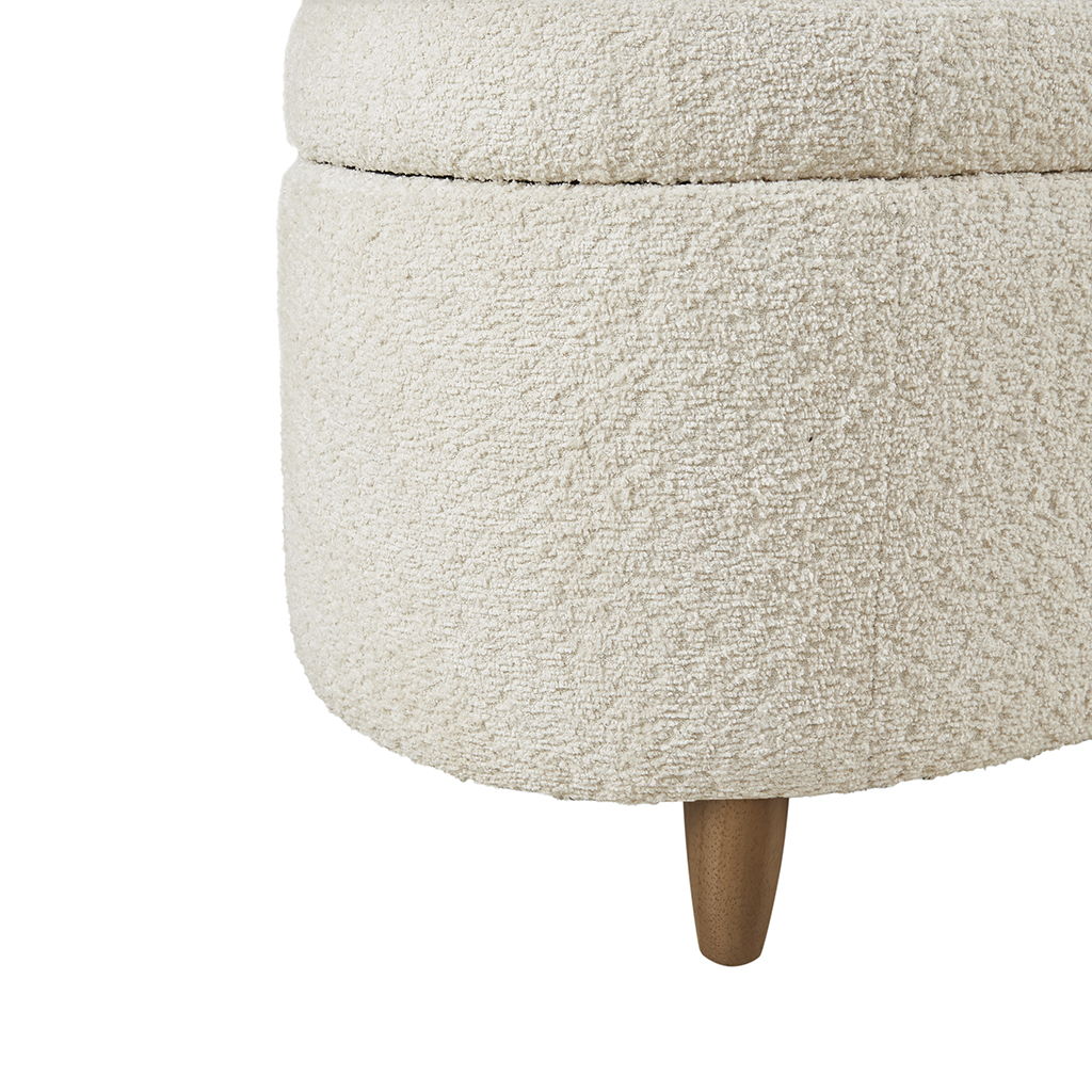 Bailey - Boucle Flip Top Storage Bench - Cream