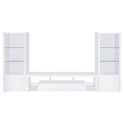 Jude - 3-Shelf Engineered Wood Media Tower - High Gloss White