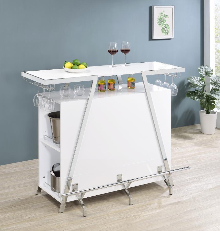 Araceli - Home Bar - White And Chrome