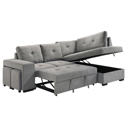 Roanne - Fabric Upholstered Sleeper Sectional Sofa - Gray