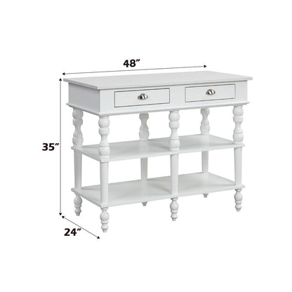 Rorratt - Kitchen Island - Marble Top & White