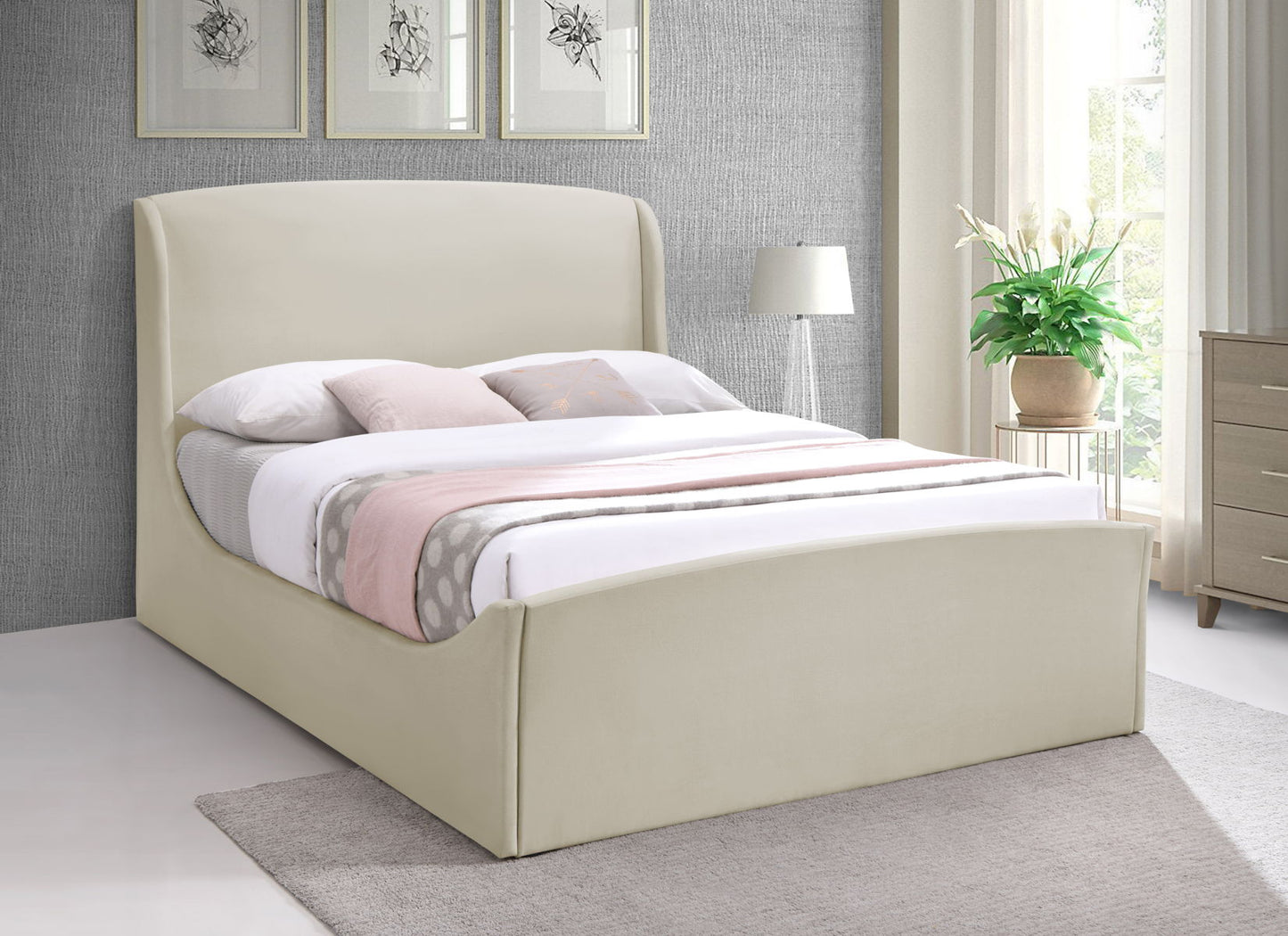 Tess - King Bed - Cream