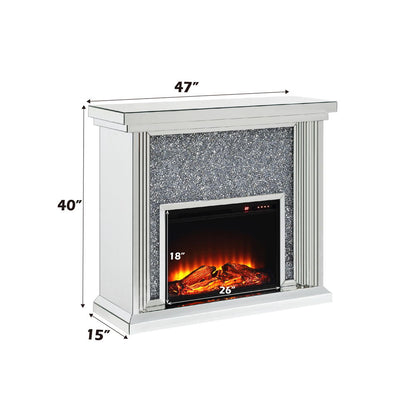 Noralie - 40" Fireplace - Mirrored & Faux Diamonds