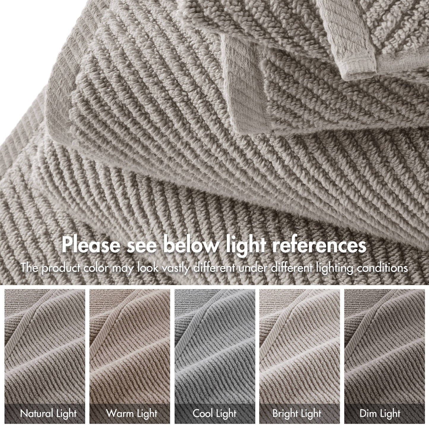 Diagonal Ribbed - 6 Piece Washcloths Set - Gray