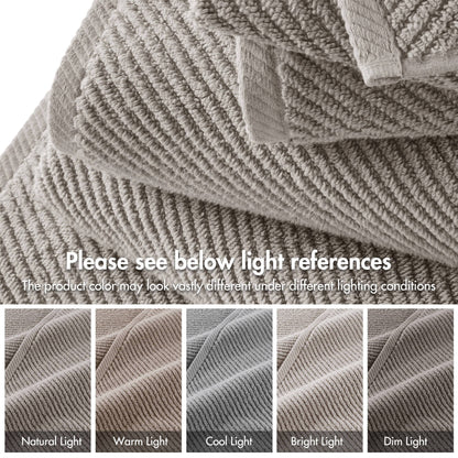 Diagonal Ribbed - 6 Piece Washcloths Set - Gray