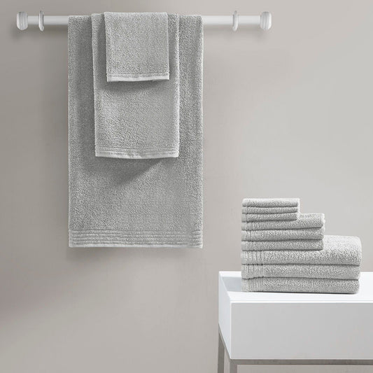 Big Bundle - Quick Dry 12 Piece Bath Towel Set - Silver